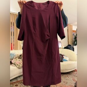 Boss Hugo Boss Dress Womens Purple Ruched Front Long Sleeve Sheath Careerwear